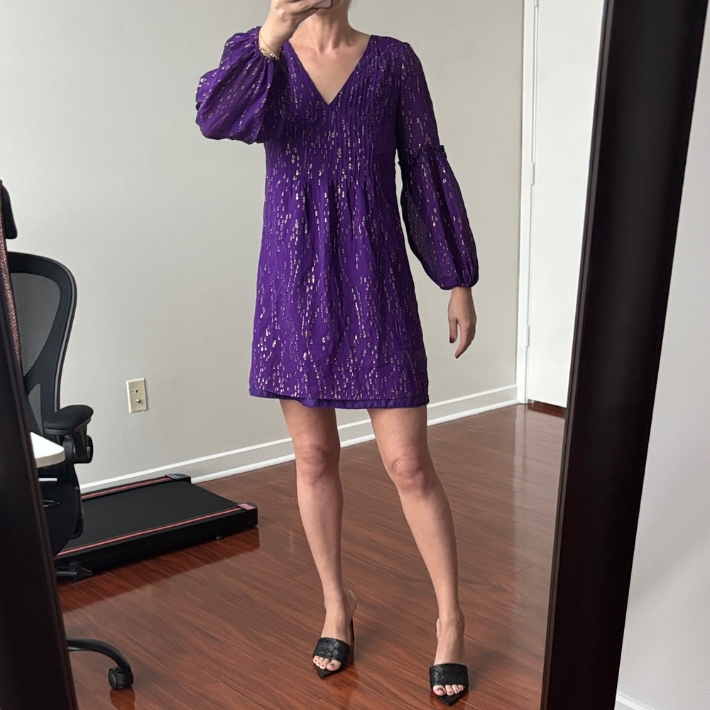 Lilly Pulitzer Size 2 Cleme Silk Dress with Bishop Sleeves